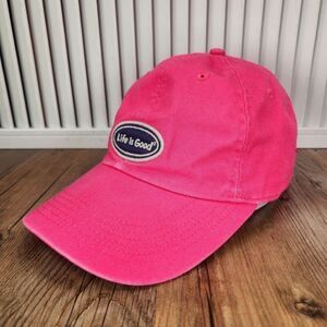 Life is Good Strapback Hat Cap Pink Canvas Mom Outdoors Gardening Hiking Camping